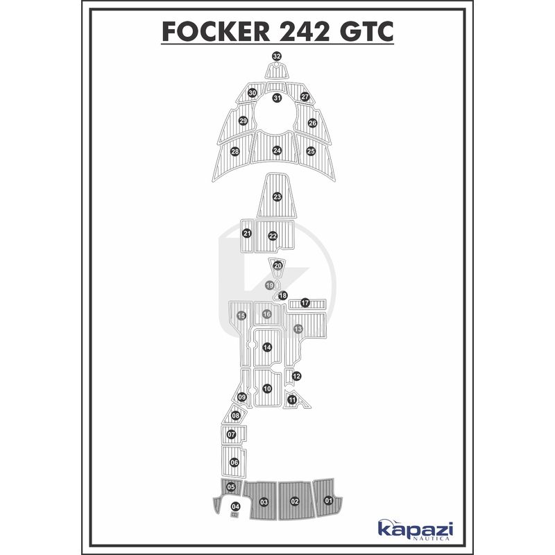 Tapete-PVC-Thermo-Deck-Comfort-para-Focker-242-GTC---Plataforma-Cinza-friso-Preto