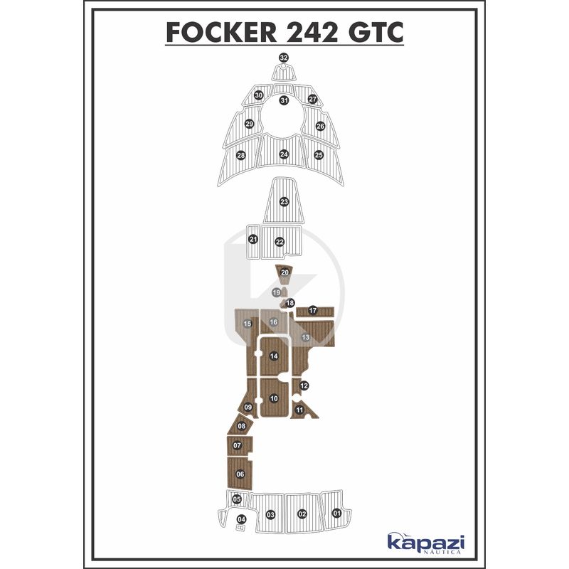 Tapete-PVC-Thermo-Deck-Beach-para-Focker-242-GTC---Cockpit-Natural-friso-Preto