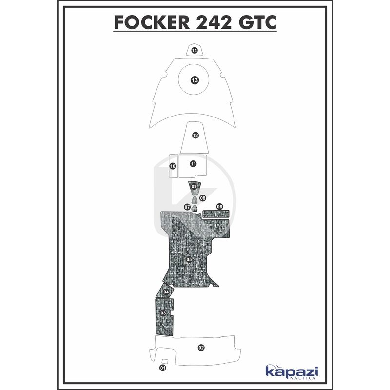 Tapete-PVC-Nautico-Trancado-para-Focker-242-GTC---Cockpit-Branco-e-Preto-com-Borda