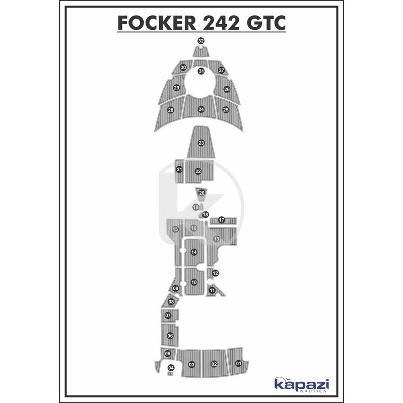 Tapete-PVC-Thermo-Deck-Comfort-para-Focker-242-GTC---Completo-Cinza-friso-Preto