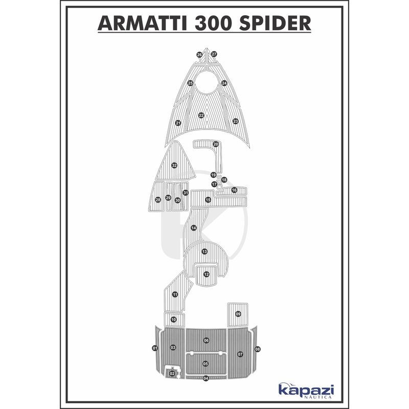 Tapete-PVC-Thermo-Deck-para-Armatti-300-Spider---Plataforma-Cinza-friso-Preto