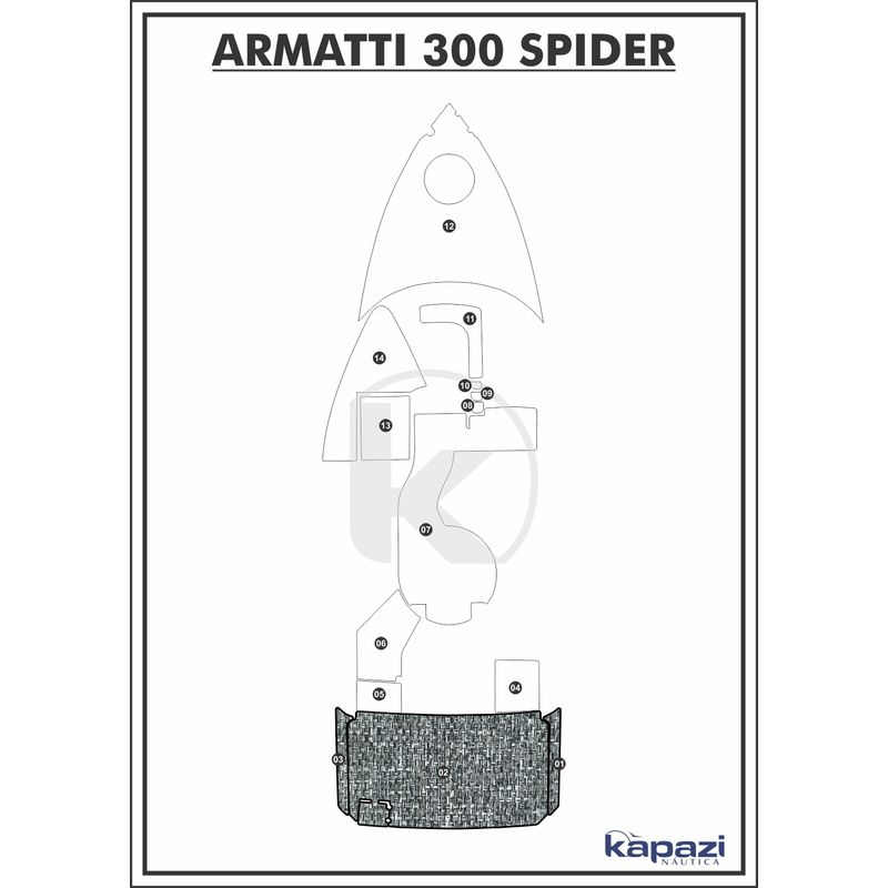 Tapete-PVC-Nautico-Trancado-para-Armatti-300-Spider---Plataforma-Branco-e-Preto-com-Borda