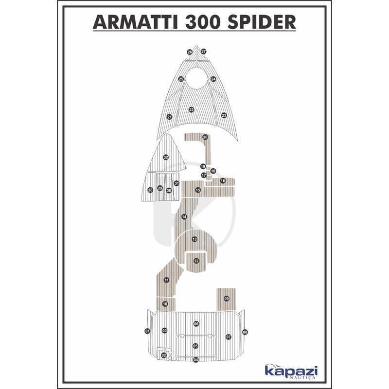 Tapete-PVC-Thermo-Deck-Classic-para-Armatti-300-Spider---Cockpit-Areia-friso-Preto
