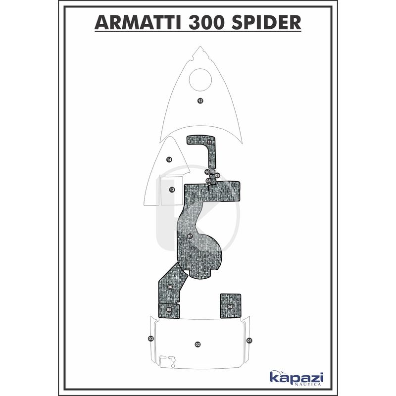 Tapete-PVC-Nautico-Trancado-para-Armatti-300-Spider---Cockpit-Branco-e-Preto-com-Borda