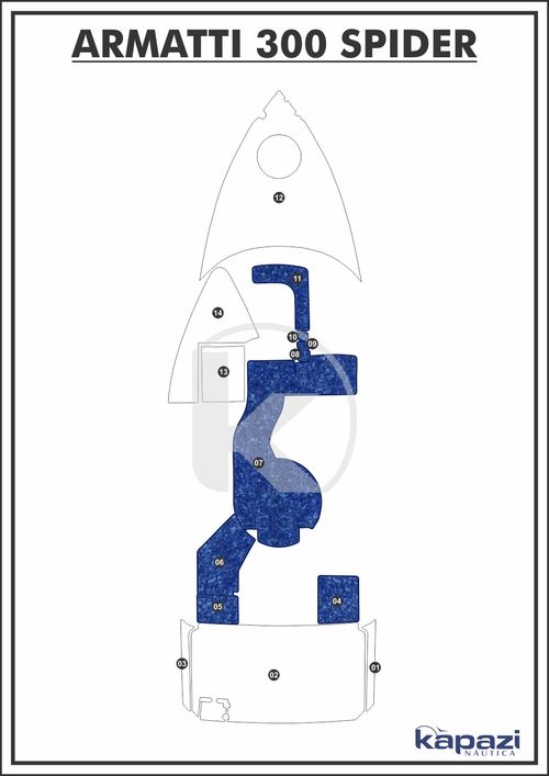 Tapete Têxtil Nauti Clean para Armatti 300 Spider - Cockpit