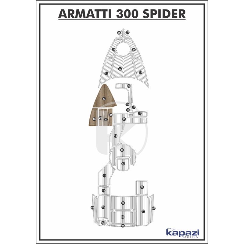 Tapete-PVC-Thermo-Deck-Beach-para-Armatti-300-Spider---Cabine-Madeira-friso-Preto