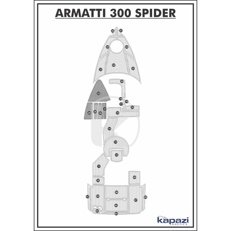 Tapete-PVC-Thermo-Deck-para-Armatti-300-Spider---Cabine-Cinza-friso-Preto