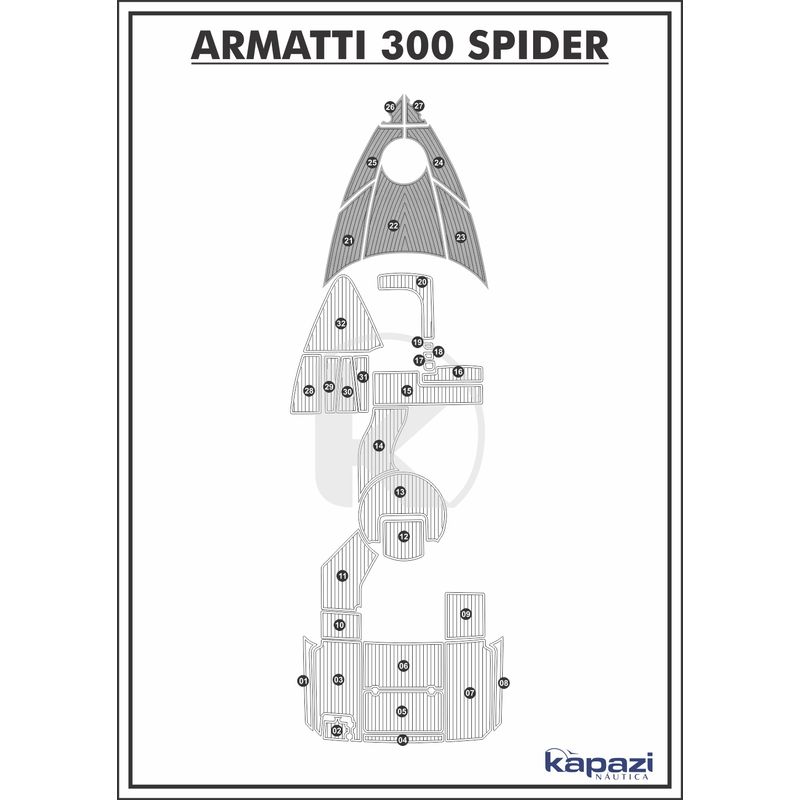 Tapete-PVC-Thermo-Deck-para-Armatti-300-Spider---Proa-Cinza-friso-Preto