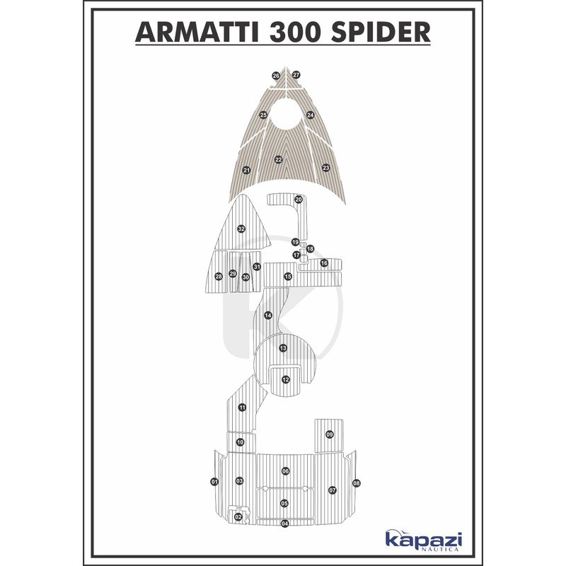Tapete-PVC-Thermo-Deck-Classic-para-Armatti-300-Spider---Proa-Areia-friso-Preto