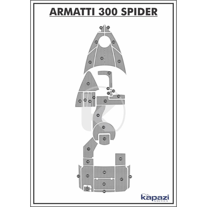 Tapete-PVC-Thermo-Deck-para-Armatti-300-Spider---Completo-Cinza-friso-Preto