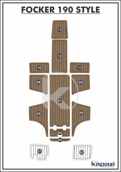 Tapete PVC Thermo Deck Beach para Focker 190 Style - Cockpit