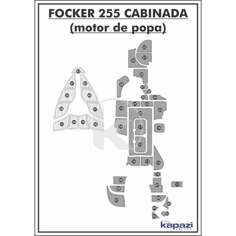 tapete-pvc-thermo-deck-comfort-para-focker-255-cabinada-motor-de-popa-completo-cinza-friso-preto