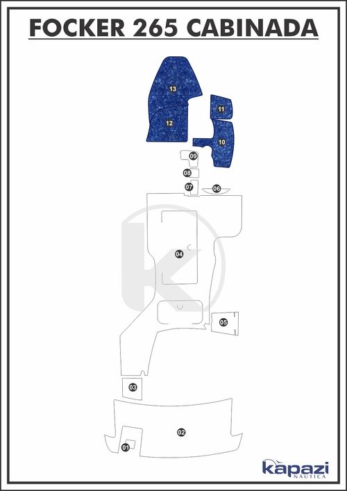 Tapete Têxtil Nauti Clean para Focker 265 Cabinada motor de centro - Cabine