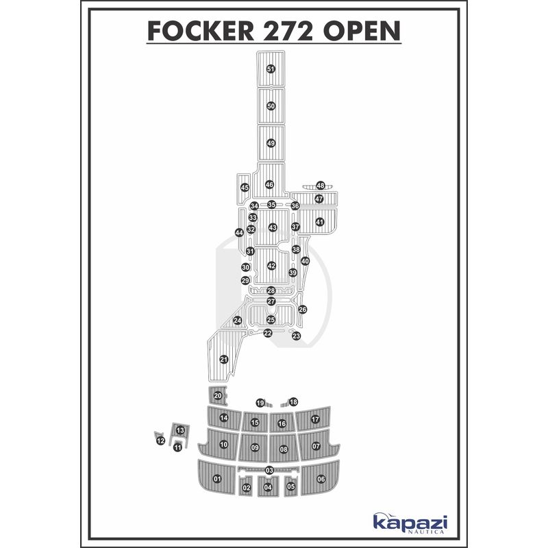 Tapete-PVC-Thermo-Deck-Comfort-para-Focker-272-Open-Plataforma-Cinza-friso-Preto