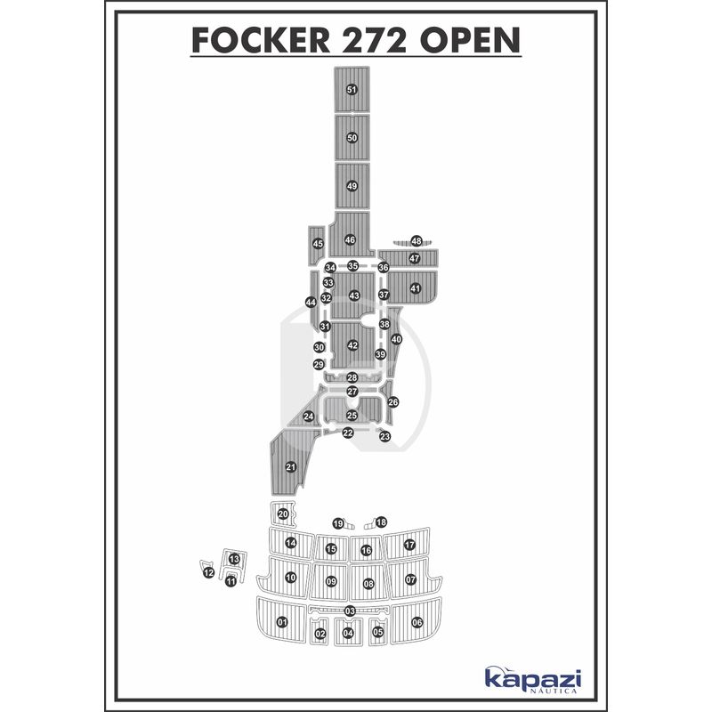 Tapete-PVC-Thermo-Deck-Comfort-para-Focker-272-Open-Cockpit-Cinza-friso-Preto