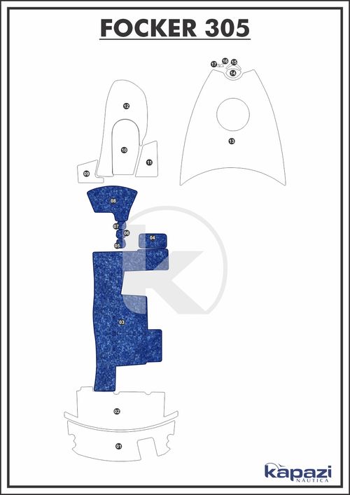Tapete Têxtil Nauti Clean para Focker 305 - Cockpit