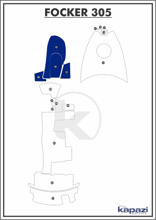 Tapete PVC Vinil Kap para Focker 305 - Cabine