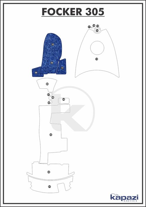 Tapete Têxtil Nauti Clean para Focker 305 - Cabine