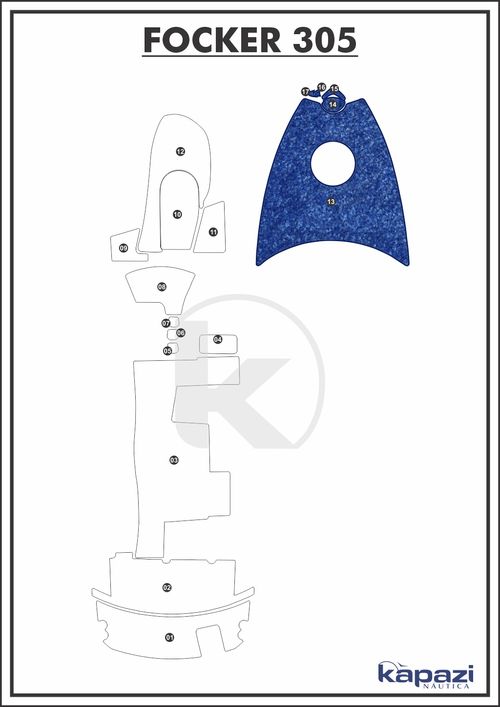 Tapete Têxtil Nauti Clean para Focker 305 - Proa