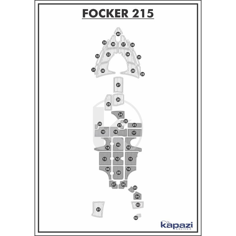 Tapete-PVC-Thermo-Deck-Comfort-para-Focker-215-Cockpit-Cinza-friso-Preto