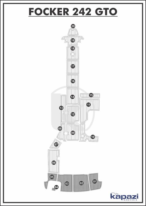 Tapete PVC Thermo Deck Comfort para Focker 242 GTO - Plataforma