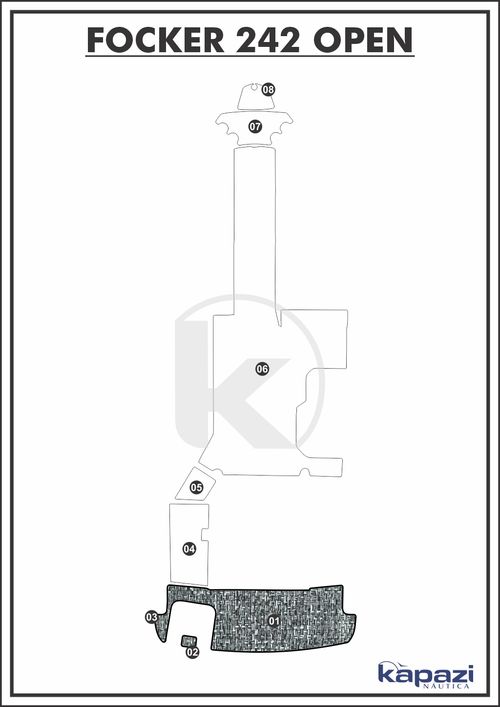 Tapete PVC Náutico Trançado para Focker 242 GTO - Plataforma