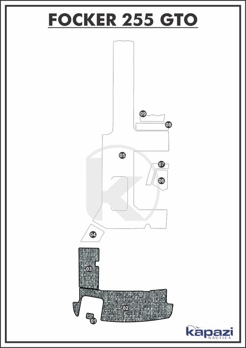 Tapete PVC Náutico Trançado para Focker 255 GTO - Plataforma