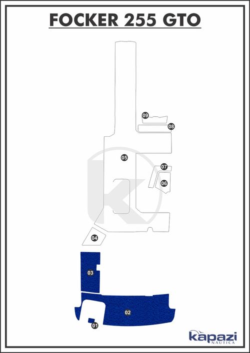 Tapete PVC Vinil Kap para Focker 255 GTO - Plataforma