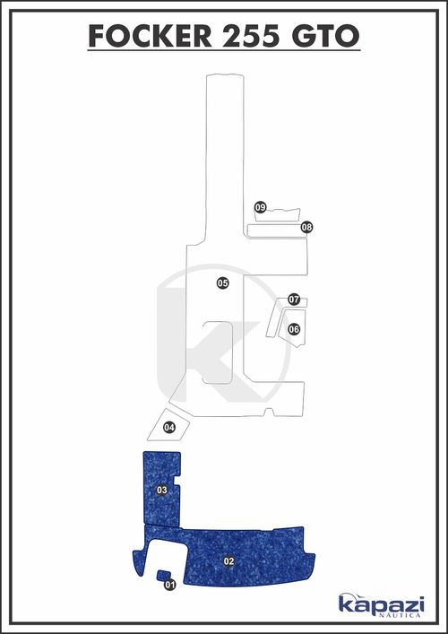 Tapete Têxtil Nauti Clean para Focker 255 GTO - Plataforma