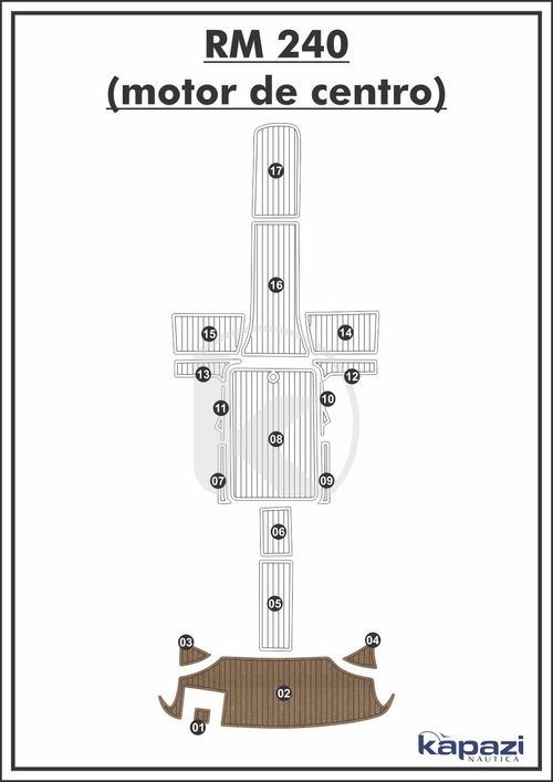 Tapete PVC Thermo Deck Beach para Royal Mariner 240 motor de centro - Plataforma