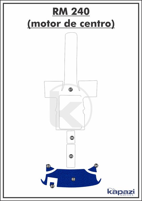 Tapete PVC Vinil Kap para Royal Mariner 240 motor de centro - Plataforma