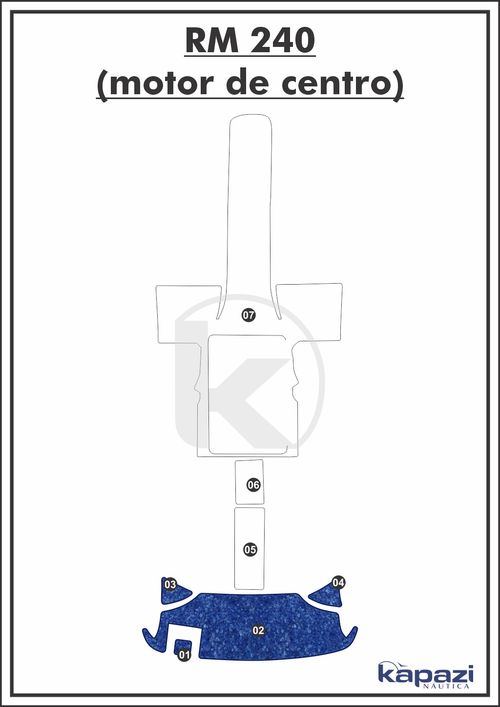 Tapete Têxtil Nauti Clean para Royal Mariner 240 motor de centro - Plataforma