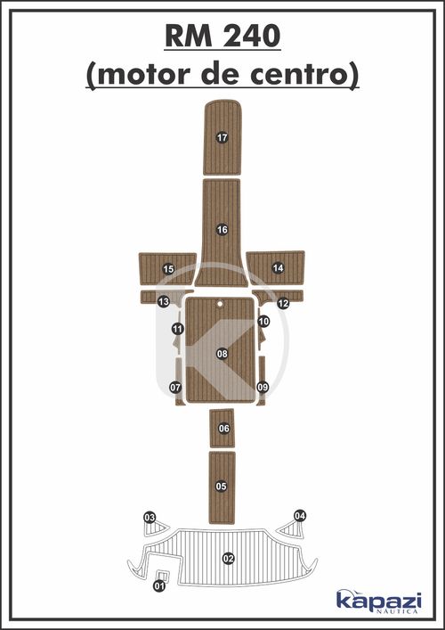Tapete PVC Thermo Deck Beach para Royal Mariner 240 motor de centro - Cockpit