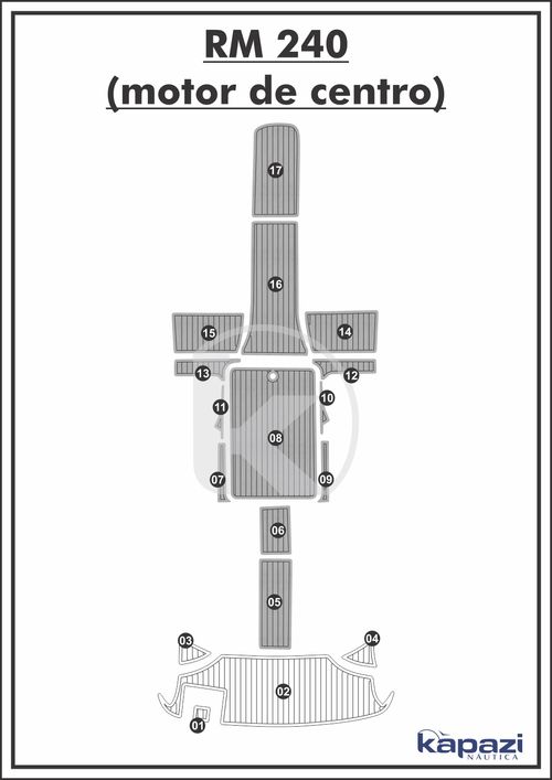 Tapete PVC Thermo Deck Comfort para Royal Mariner 240 motor de centro - Cockpit