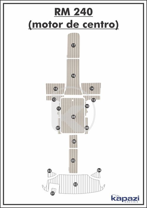 Tapete PVC Thermo Deck Classic para Royal Mariner 240 motor de centro - Cockpit