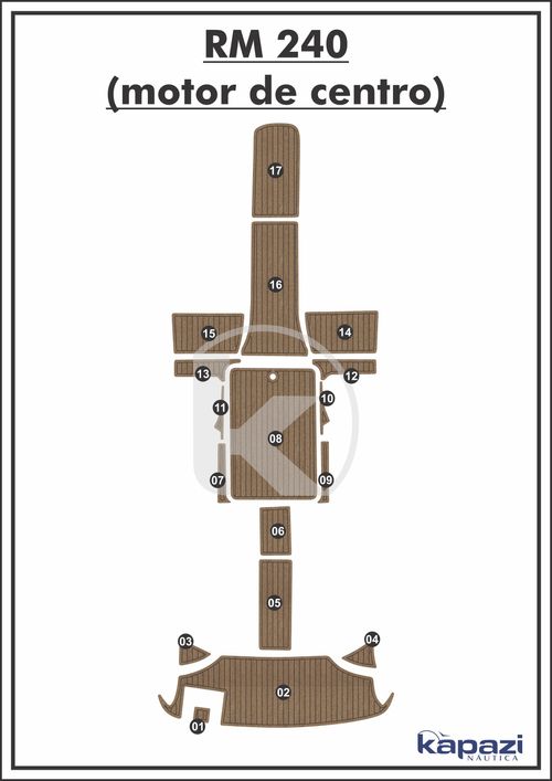 Tapete PVC Thermo Deck Beach para Royal Mariner 240 motor de centro - Completo