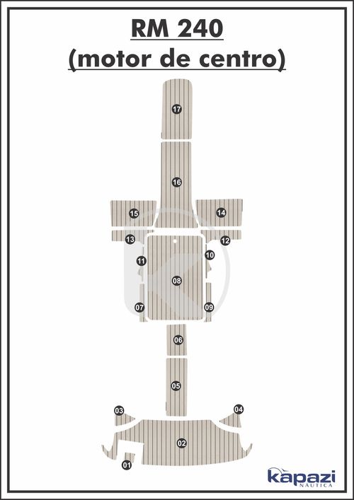 Tapete PVC Thermo Deck Classic para Royal Mariner 240 motor de centro - Completo