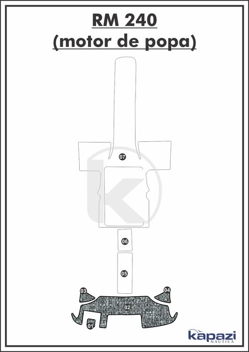 Tapete PVC Náutico Trançado para Royal Mariner 240 motor de popa - Plataforma