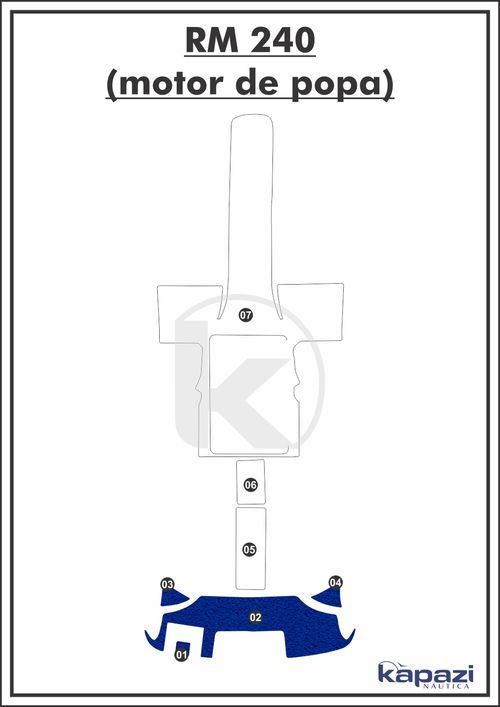 Tapete PVC Vinil Kap para Royal Mariner 240 motor de popa - Plataforma