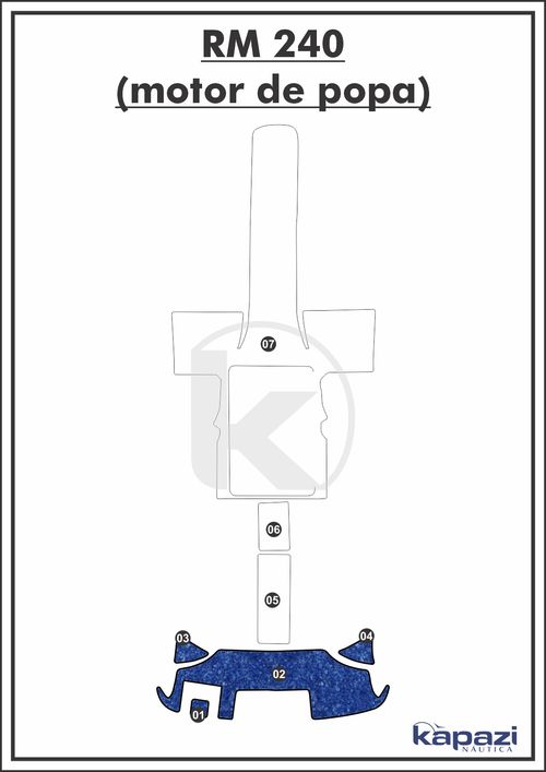 Tapete Têxtil Nauti Clean para Royal Mariner 240 motor de popa - Plataforma