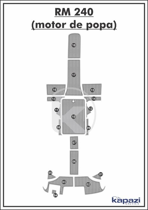 Tapete PVC Thermo Deck Comfort para Royal Mariner 240 motor de popa - Completo