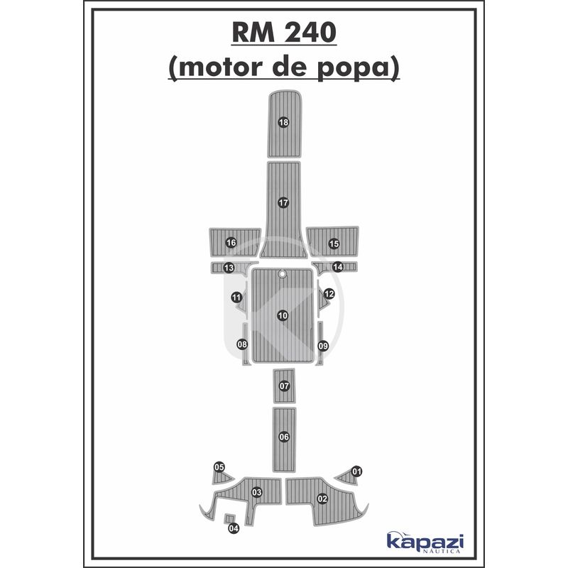 tapete-pvc-thermo-deck-comfort-para-royal-mariner-240-motor-de-popa-completo-cinza-friso-preto