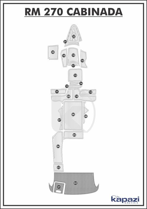 Tapete PVC Thermo Deck Comfort para Royal Mariner 270 Cabinada - Plataforma