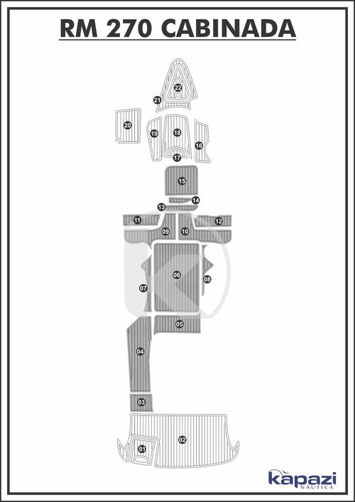 Tapete PVC Thermo Deck Comfort para Royal Mariner 270 Cabinada - Cockpit