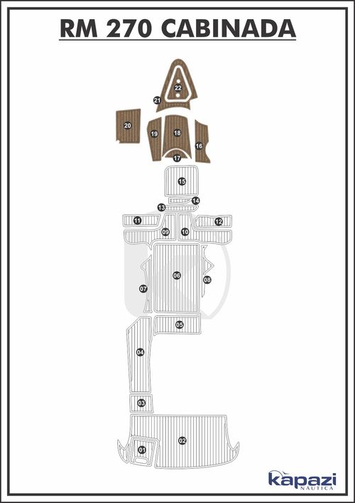 Tapete PVC Thermo Deck Beach para Royal Mariner 270 Cabinada - Cabine