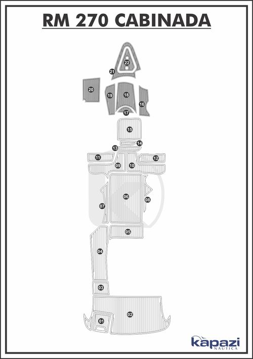 Tapete PVC Thermo Deck Comfort para Royal Mariner 270 Cabinada - Cabine