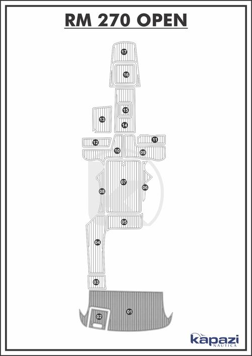 Tapete PVC Thermo Deck Comfort para Royal Mariner 270 Open - Plataforma
