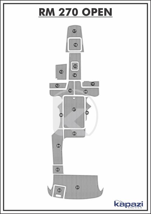 Tapete PVC Thermo Deck Comfort para Royal Mariner 270 Open - Completo