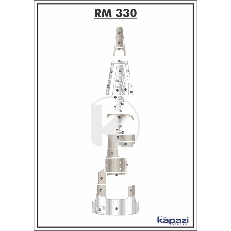 Tapete-PVC-Thermo-Deck-Classic-para-Royal-Mariner-330-Cockpit-Areia-friso-Preto
