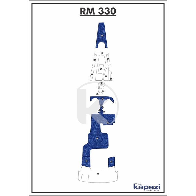 Tapete-Textil-Nauti-Clean-para-Royal-Mariner-330-Cockpit-Azul-Maritimo-com-Borda